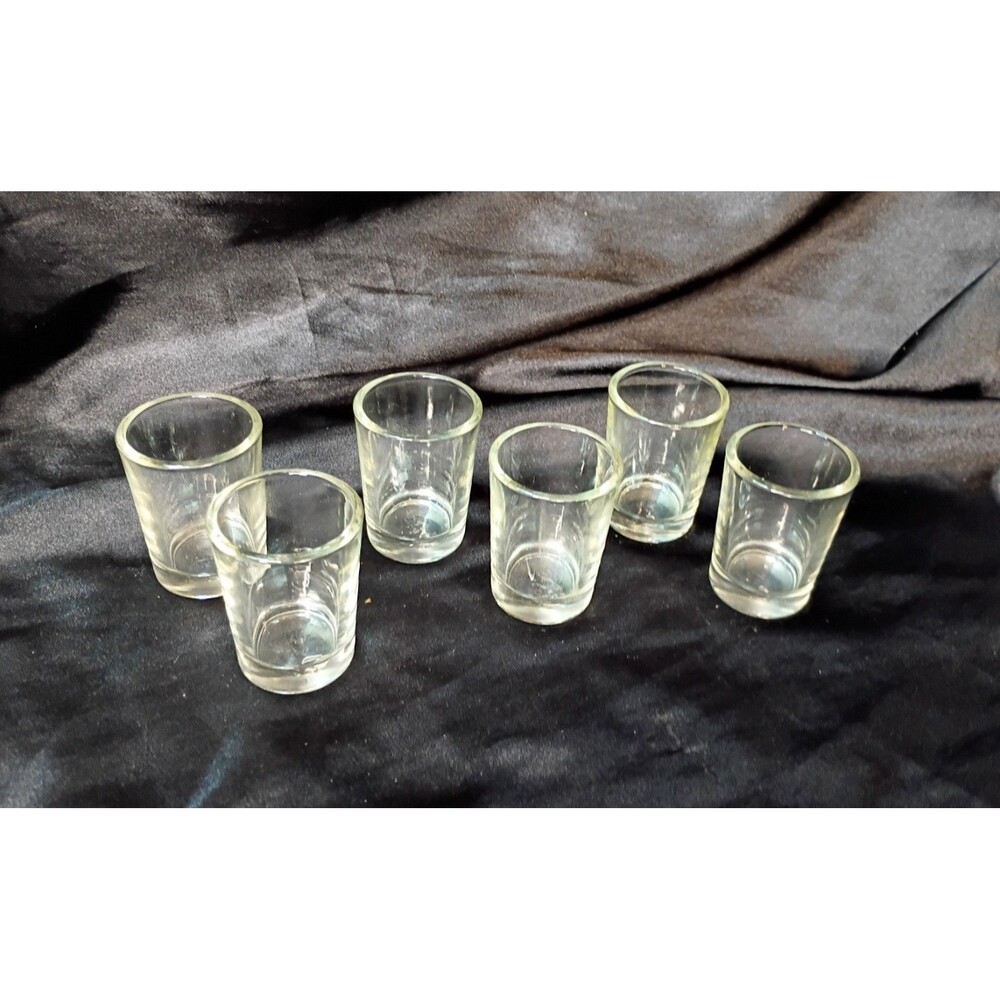 Lot Of 6 Vintage Clear Glass Shot Glasses